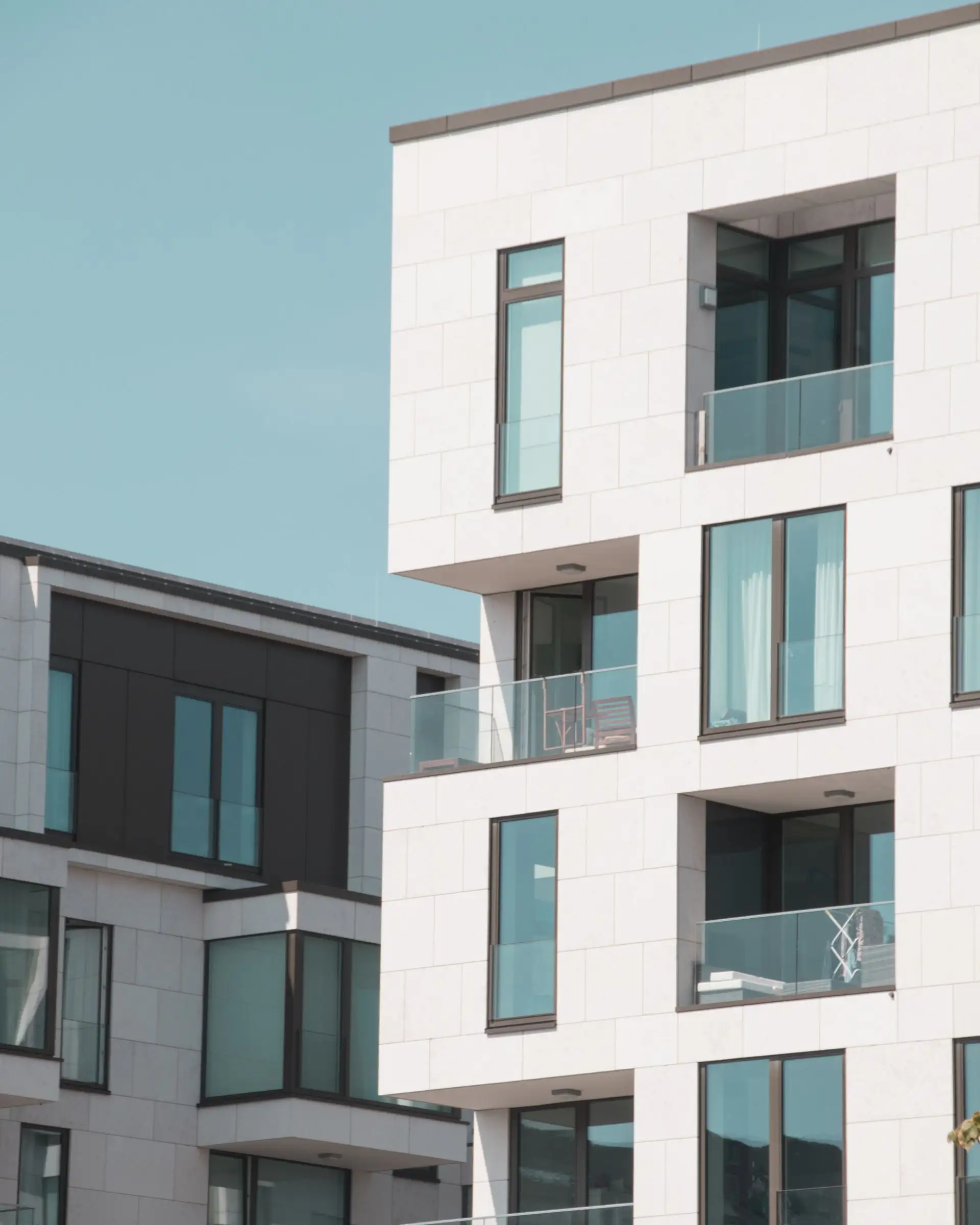 Facade of a completed modern residential building